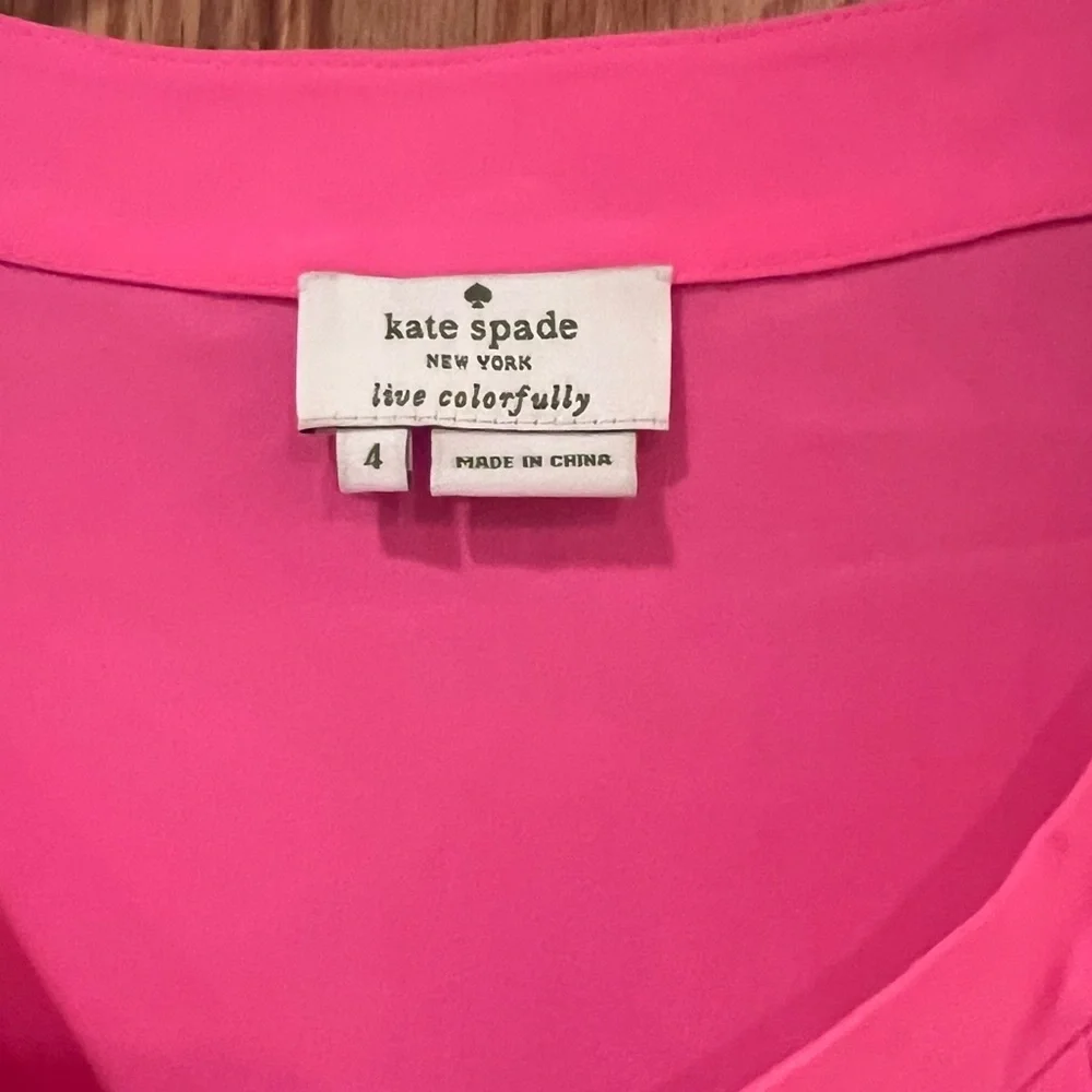 Kate Spade New York 'Addie' Sleeveless Pleated Silk Blouse‎ in Pink Size 4